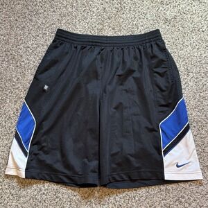 Nike Mens XL Shorts Blue Black White Colorblock Mesh 450928-010 Baggy Basketball